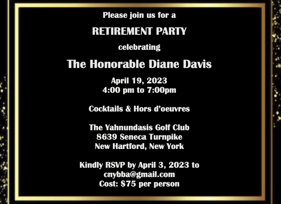 Hon. Diane Davis Retirement Dinner – April 19, 2023
