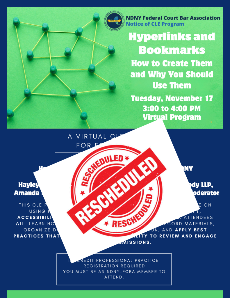 Hyperlinks CLE Marked Rescheduled
